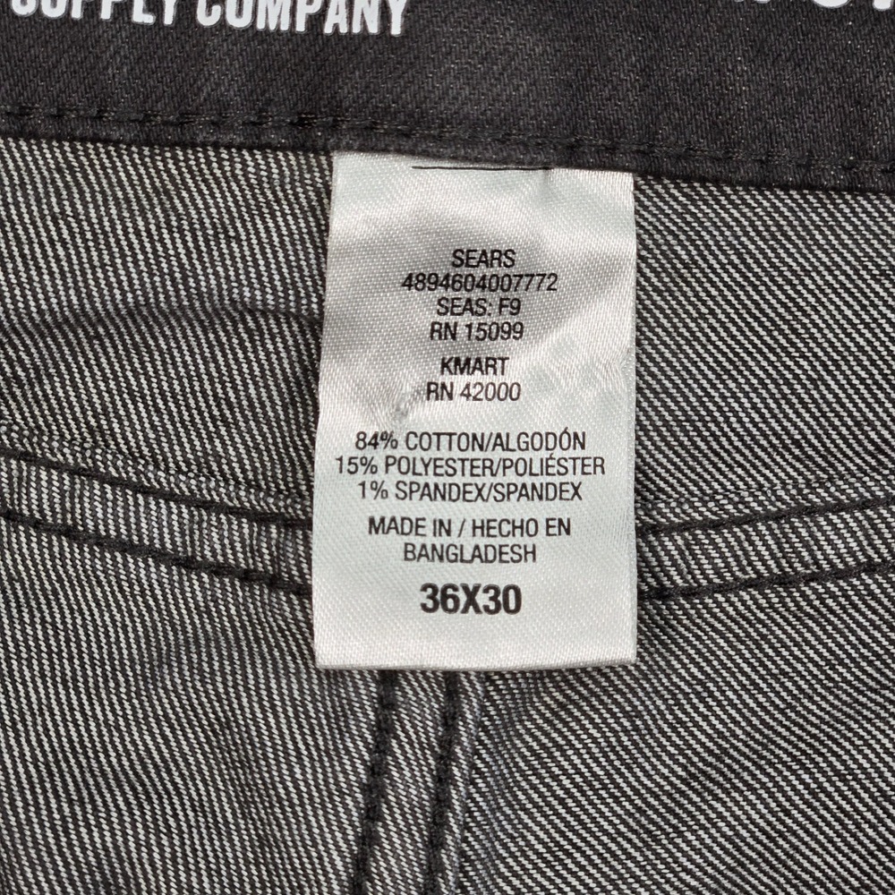 Roebuck & Co Slim Straight Jean Mens 36x30 (38" mes.) Gray Stretch Workwear - Picture 11 of 14
